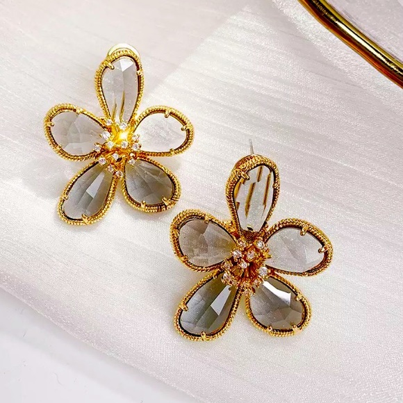 Jewelry - Beautiful Big Acrylic Gold Plated Earrings